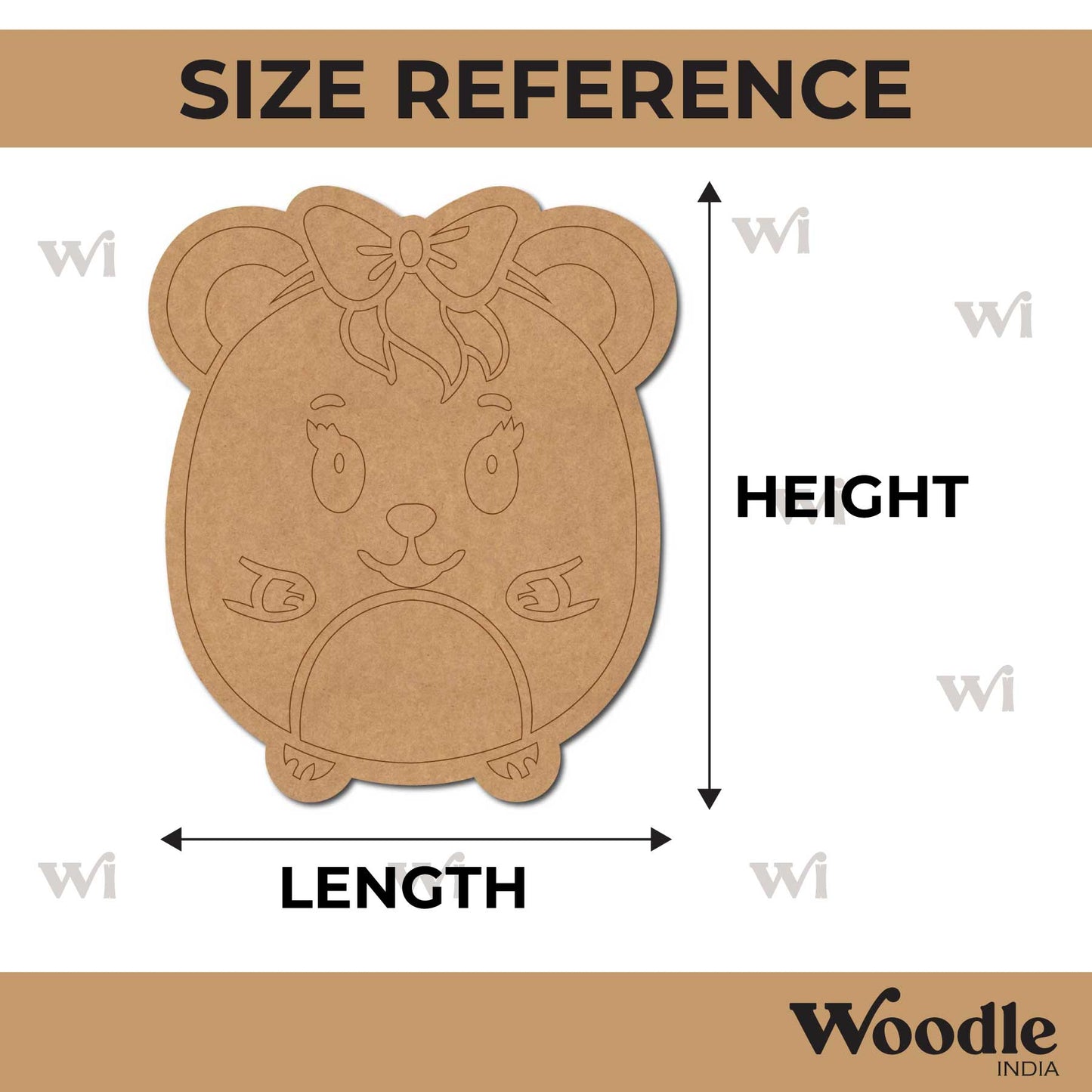 Girl Teddy Bear With Bow Pre Marked MDF Design 1