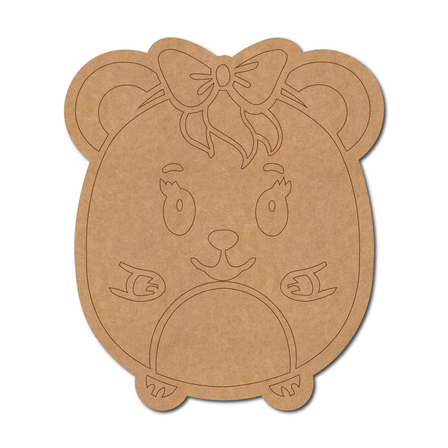 Girl Teddy Bear With Bow Pre Marked MDF Design 1