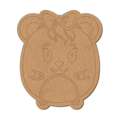 Girl Teddy Bear With Bow Pre Marked MDF Design 1