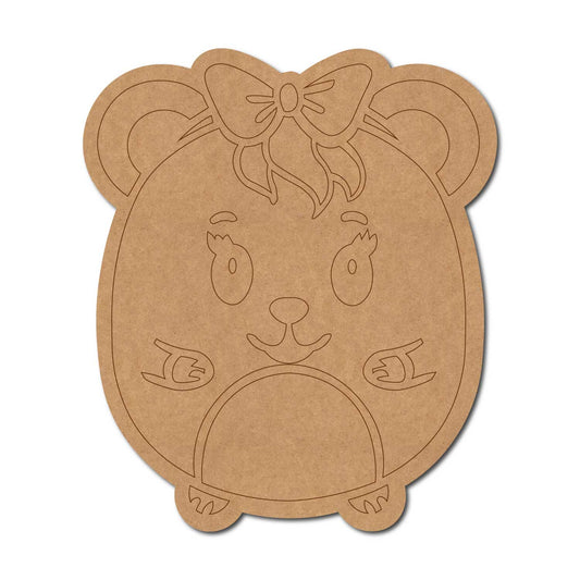 Girl Teddy Bear With Bow Pre Marked MDF Design 1