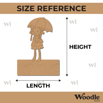 Girl Under Umbrella Nameplate Pre Marked MDF Design 1