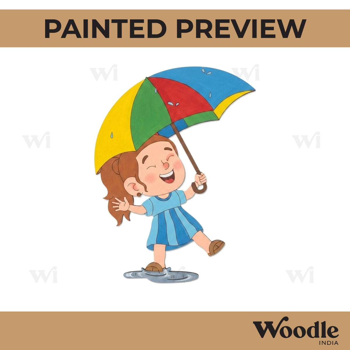 Girl Under Umbrella Pre Marked MDF Design 1