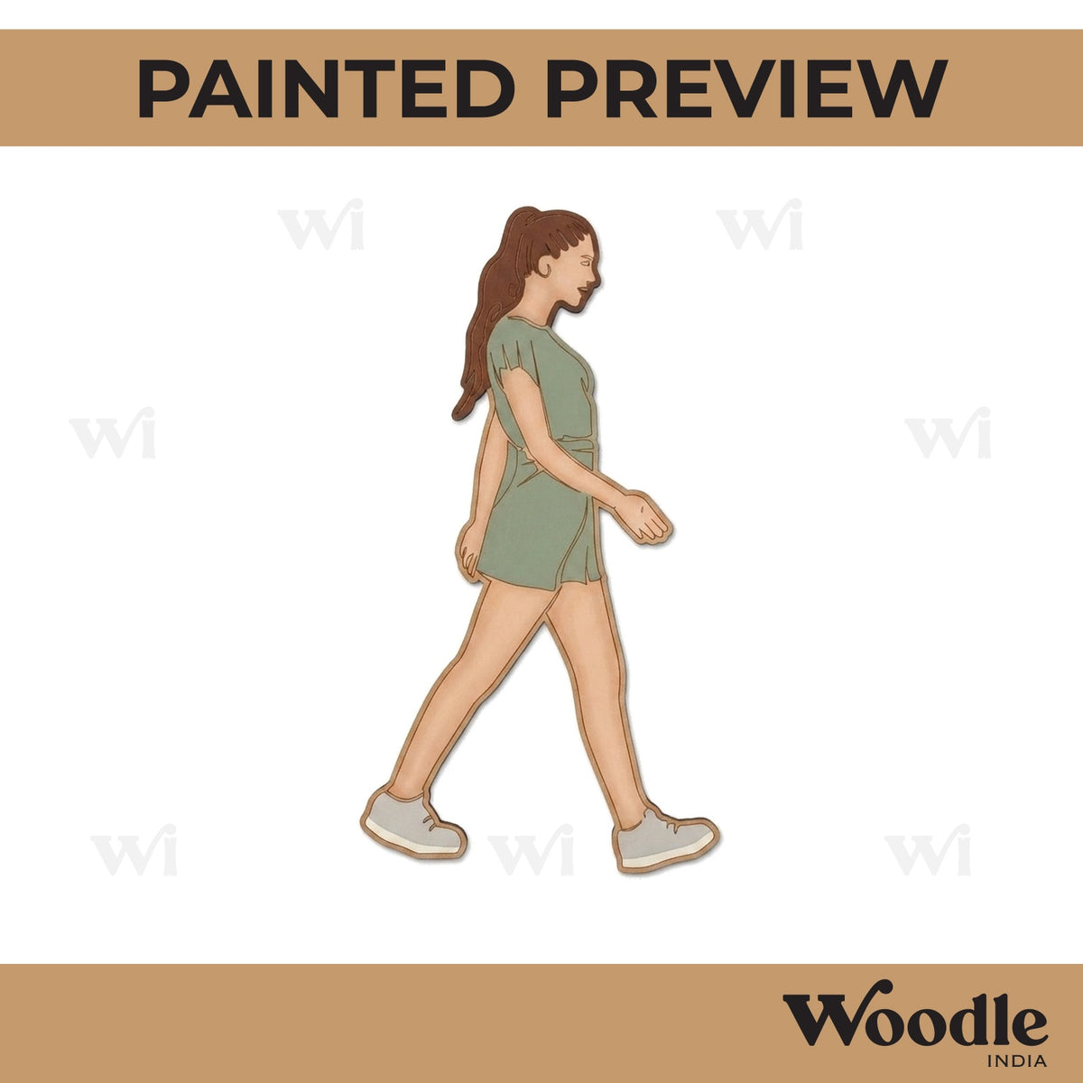 Girl Walking Pre Marked MDF Design 1