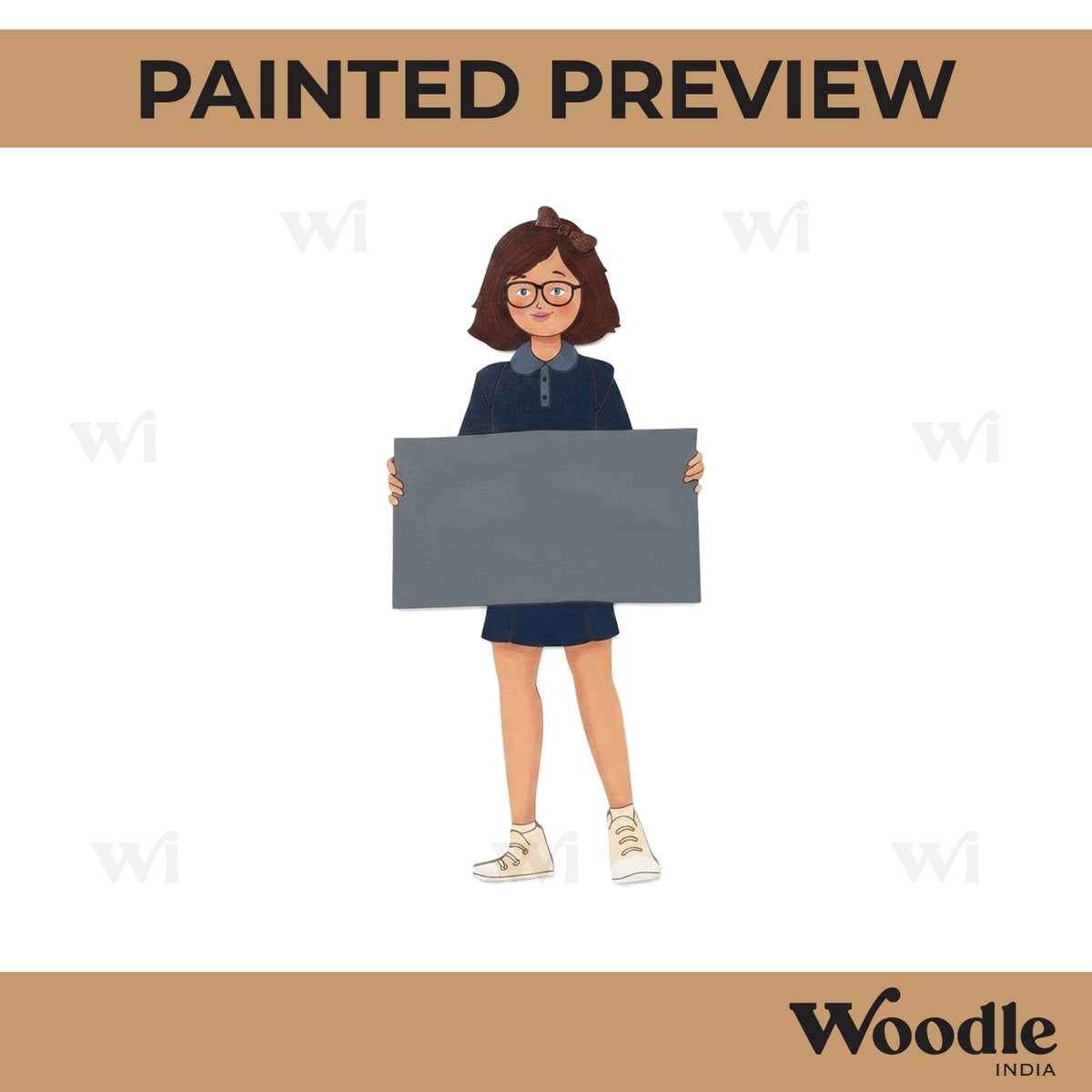 Girl With Banner Pre Marked MDF Design 1