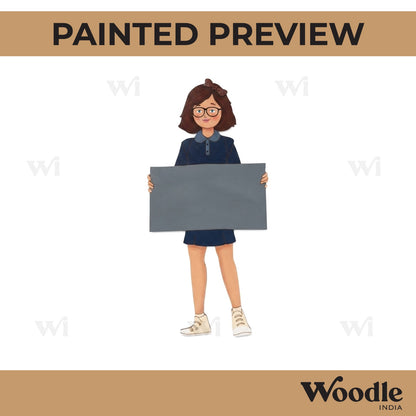 Girl With Banner Pre Marked MDF Design 1