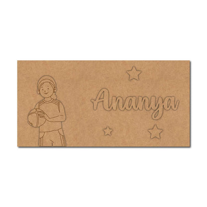 Girl With Basketball Kids Nameplate MDF Design 1