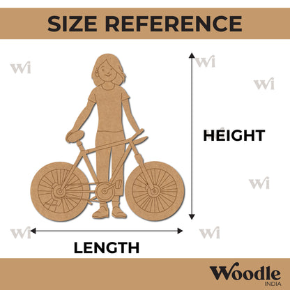 Girl With Bicycle Pre Marked MDF Design 1