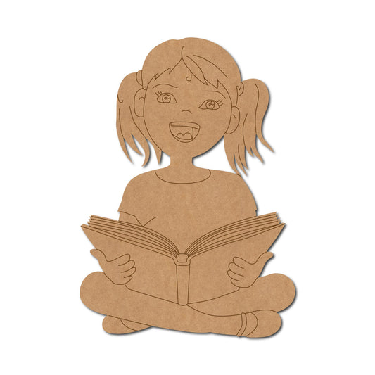 Girl With Book Pre Marked MDF Design 1