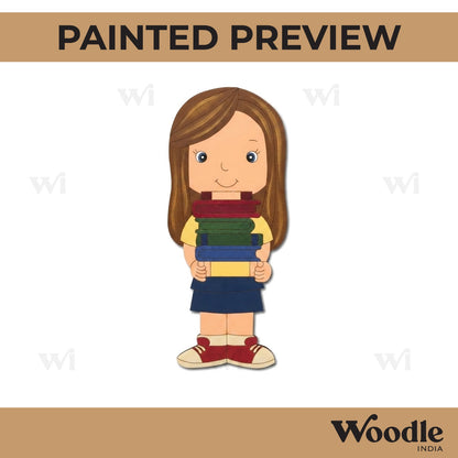 Girl With Books Pre Marked MDF Design 1