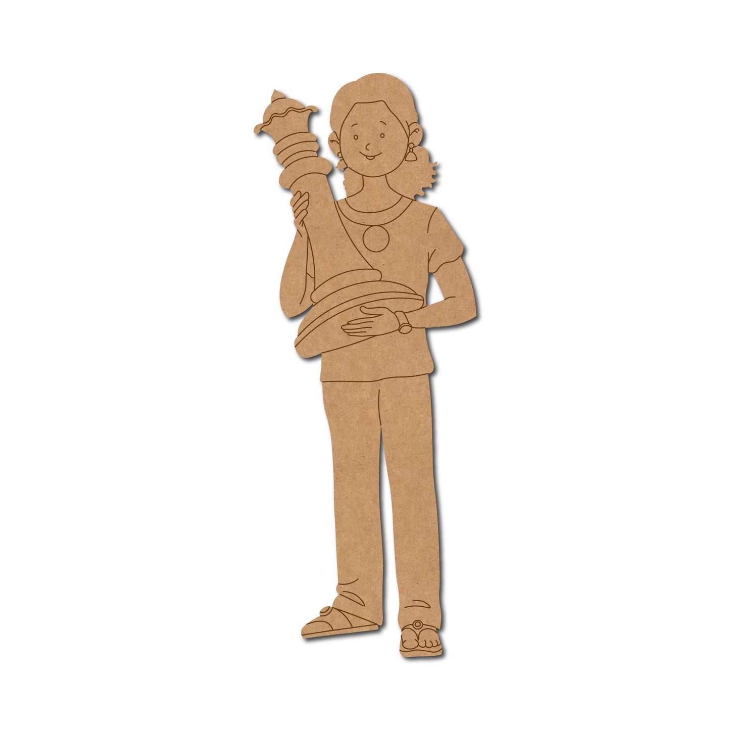 Girl With Chess Pawn Pre Marked MDF Design 1