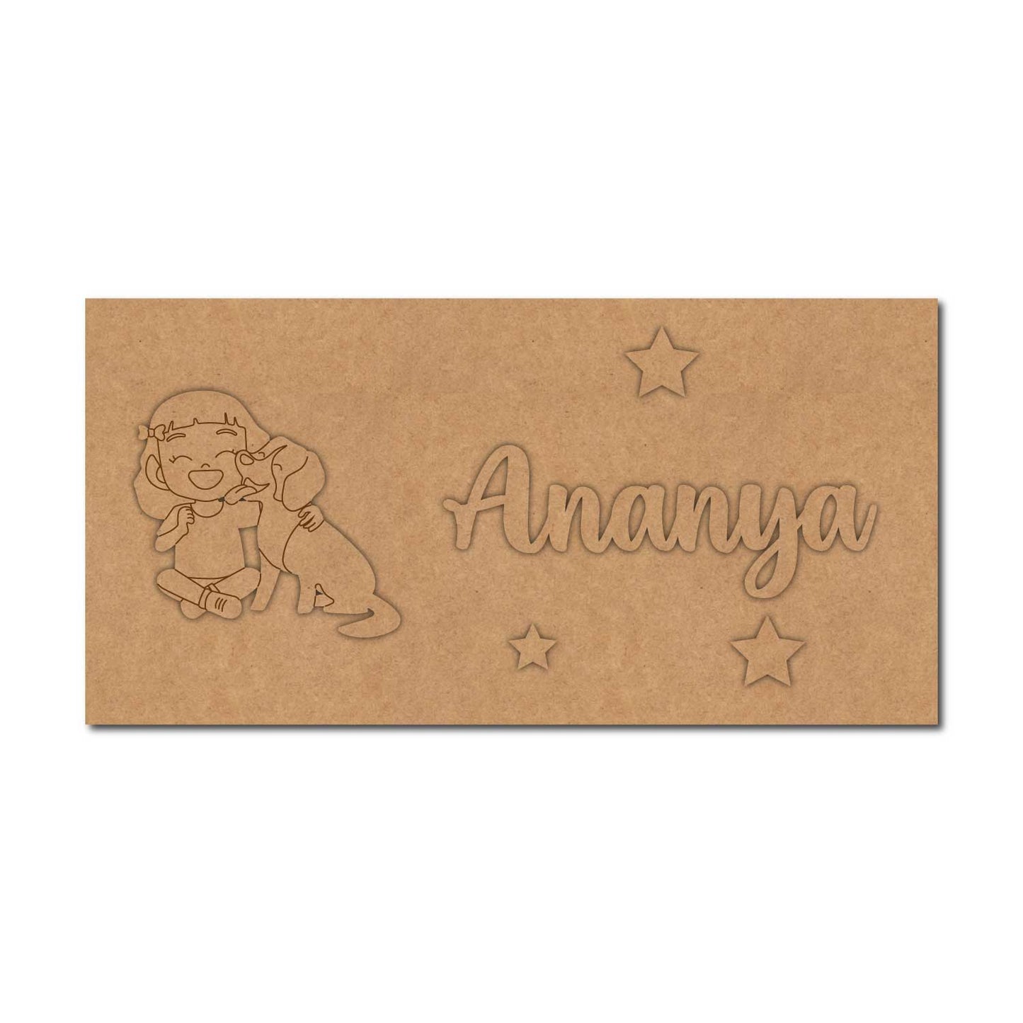 Girl With Dog Kids Nameplate MDF Design 1