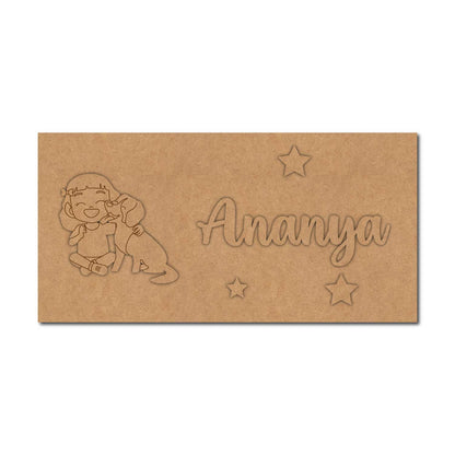 Girl With Dog Kids Nameplate MDF Design 1