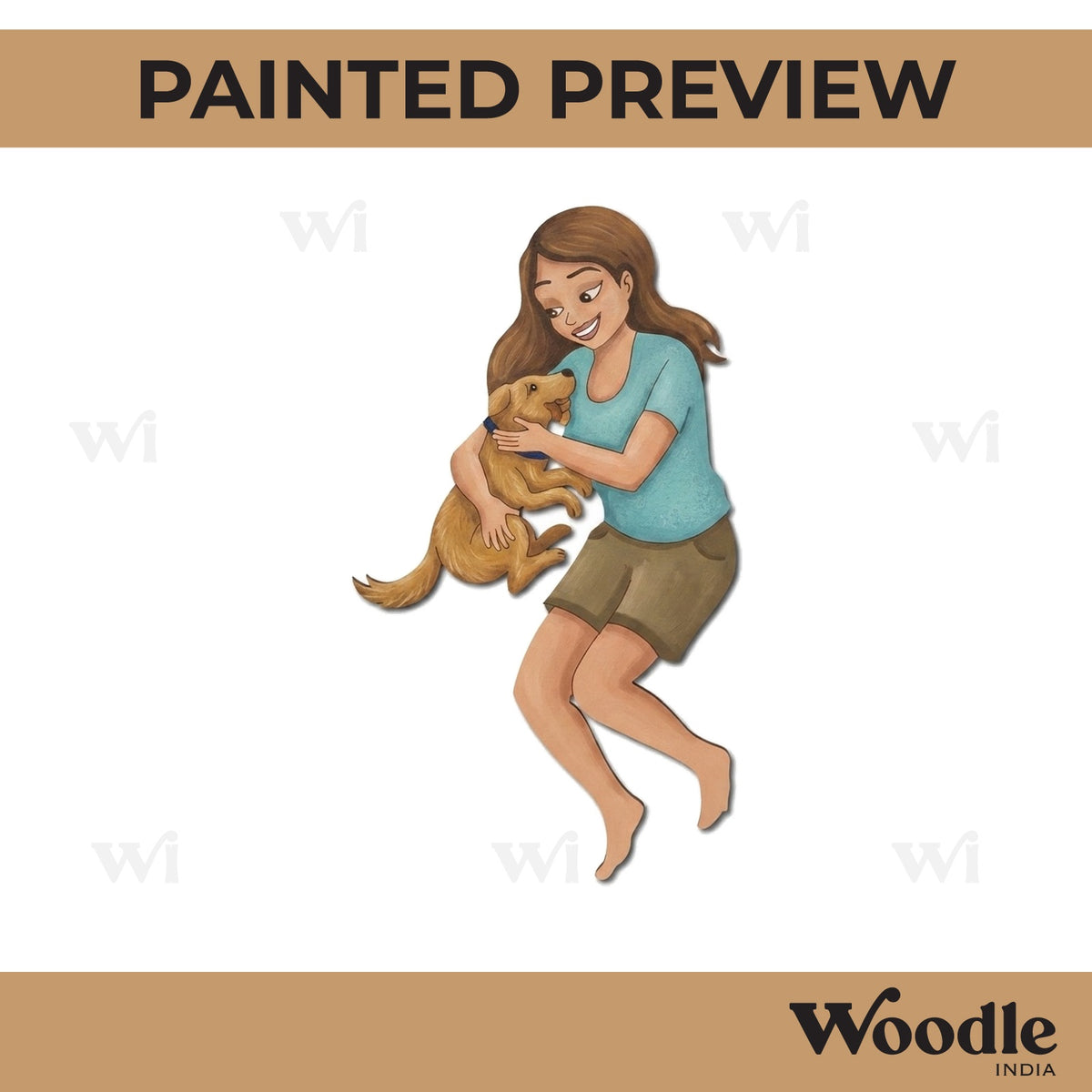 Girl With Dog Pre Marked MDF Design 1