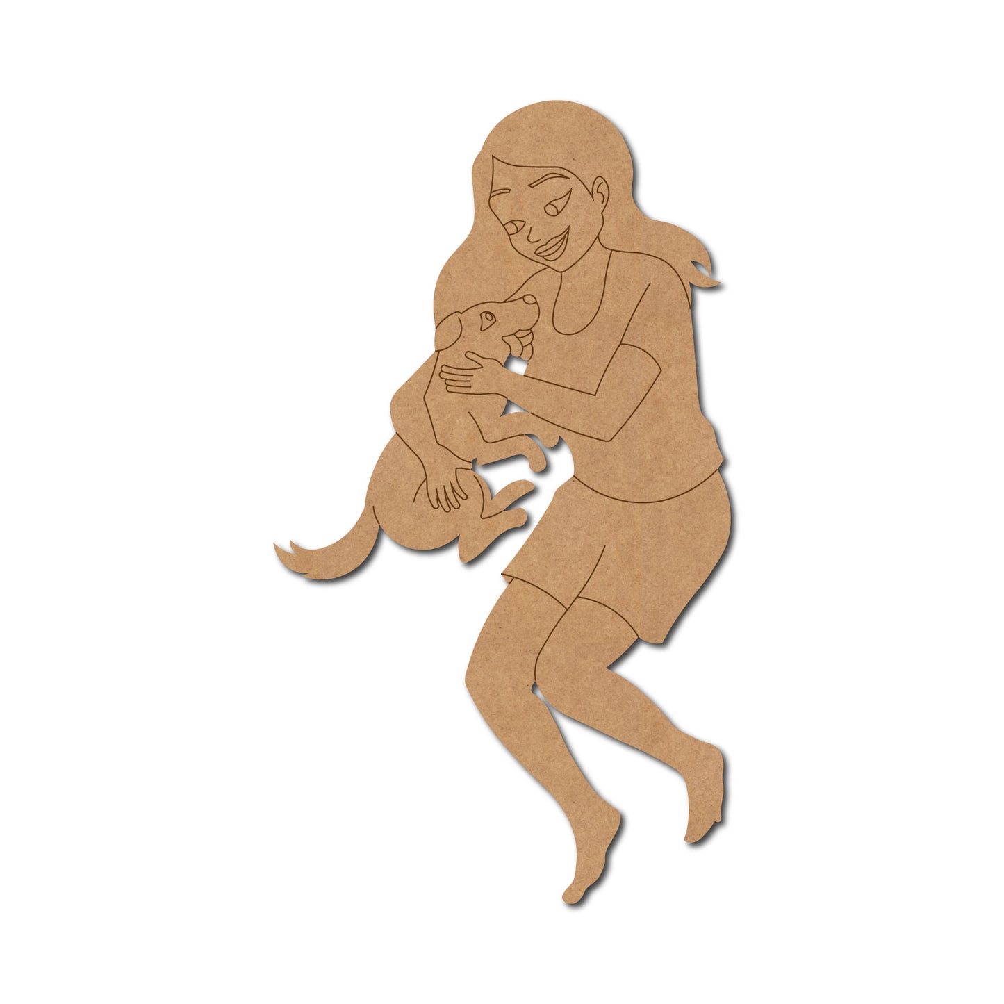 Girl With Dog Pre Marked MDF Design 1