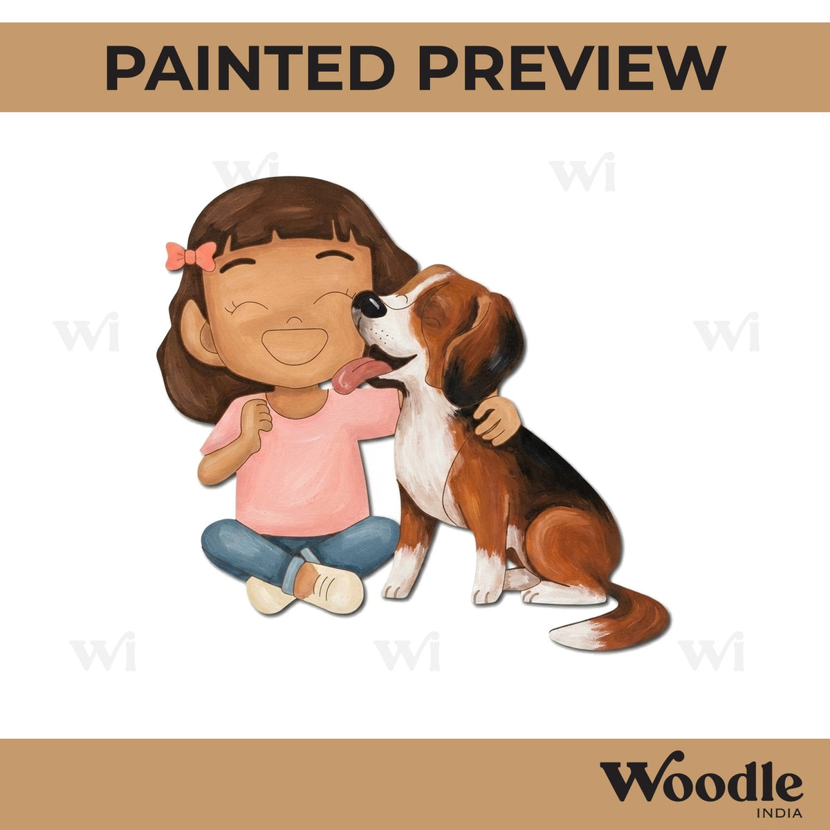 Girl With Dog Pre Marked MDF Design 2
