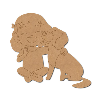 Girl With Dog Pre Marked MDF Design 2