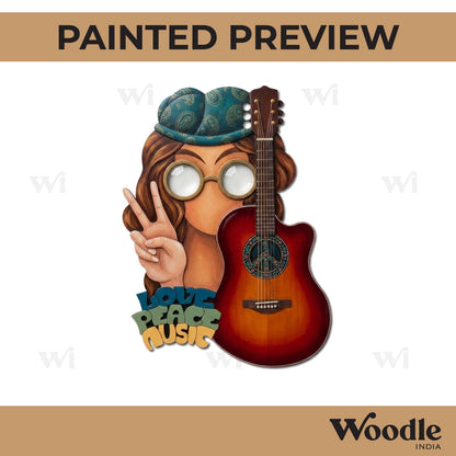 Girl With Guitar Pre Marked MDF Design 1