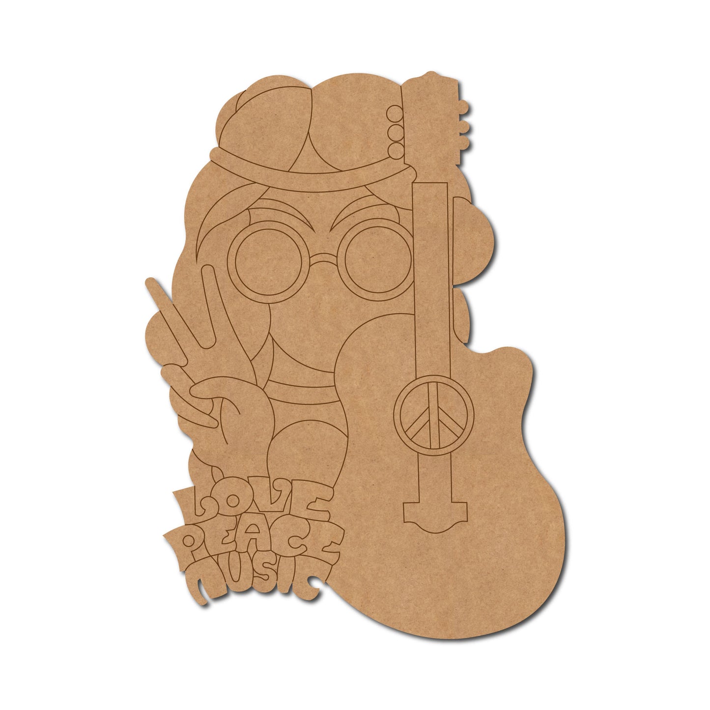 Girl With Guitar Pre Marked MDF Design 1