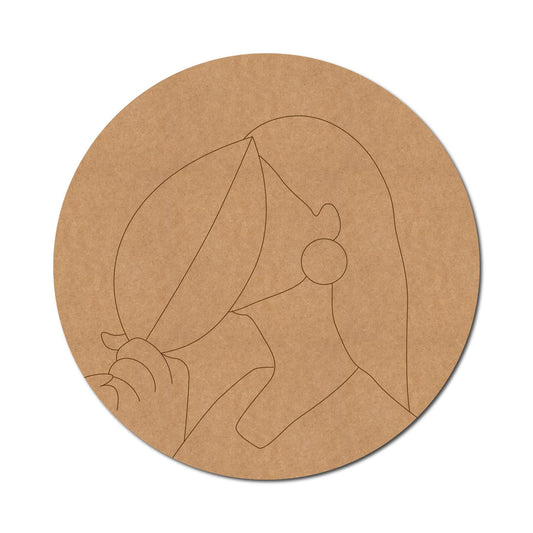 Girl With Leaves Pre Marked Round MDF Design 2