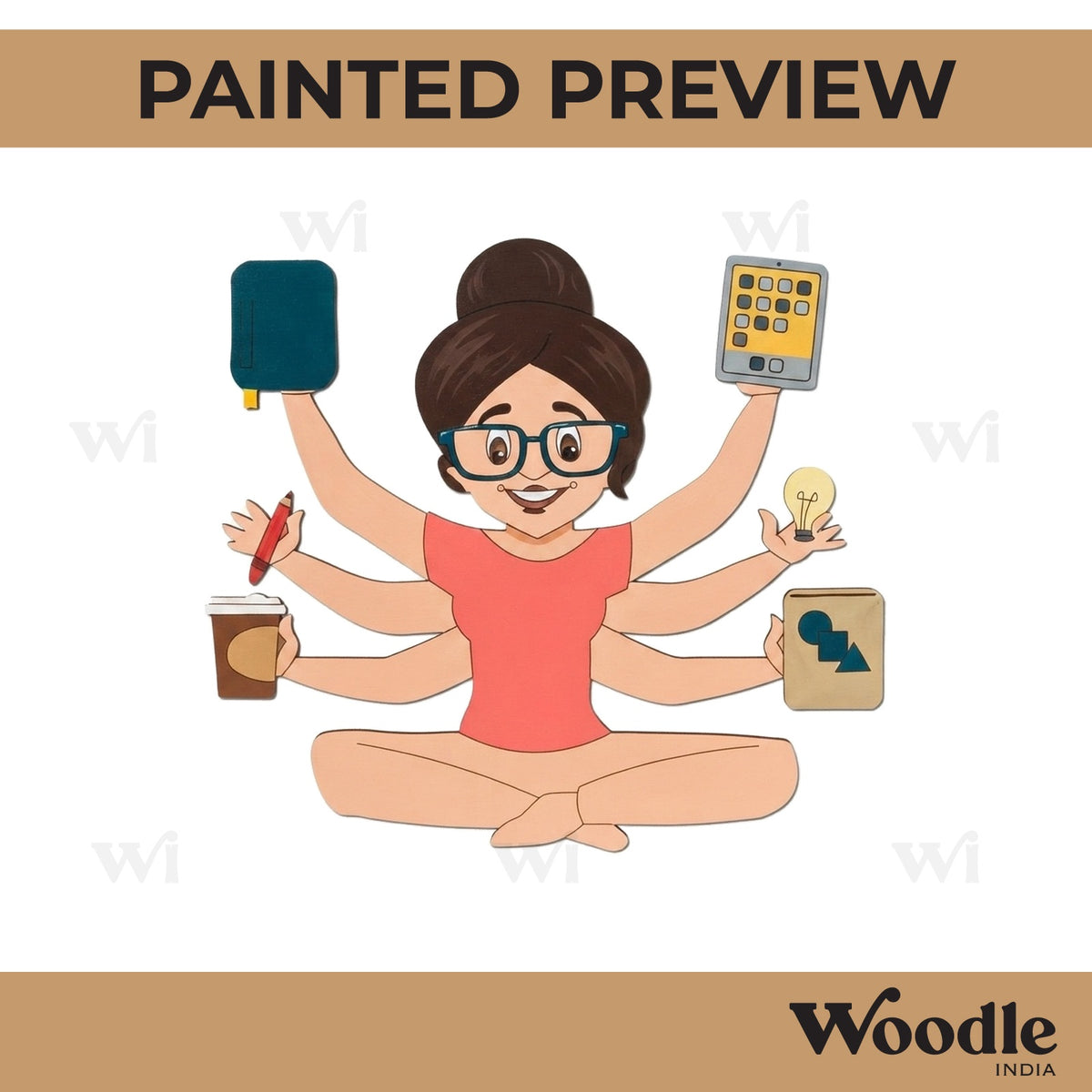 Girl With Multiple Hands Pre Marked MDF Design 1