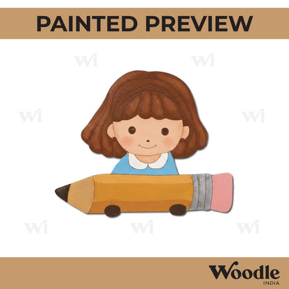 Girl With Pencil Pre Marked MDF Design 1