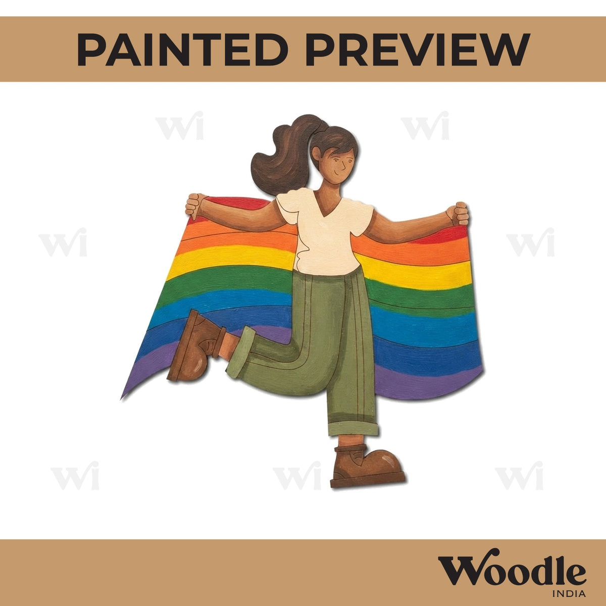 Girl With Pride Flag LGBTQ+ Pre Marked MDF Design 1