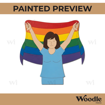 Girl With Pride Flag LGBTQ+ Pre Marked MDF Design 2