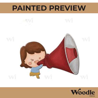 Girl With Speaker Pre Marked MDF Design 1