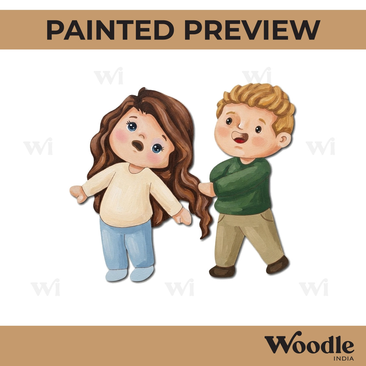 Girl And Boy Fighting Pre Marked MDF Design 2