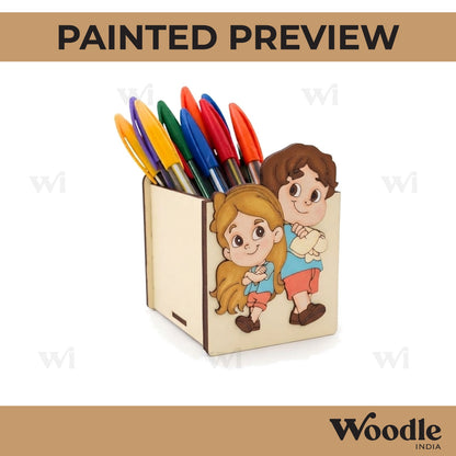 Girl And Boy Pen Stand MDF Design 1