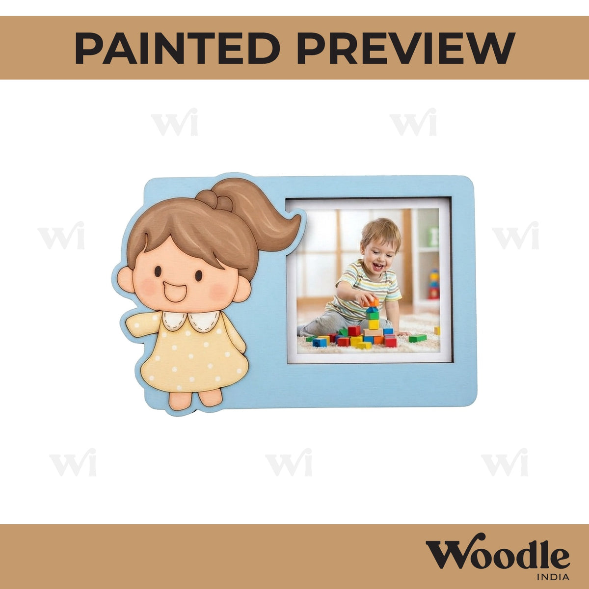 Girl Three Layered Photo Frame MDF Design 1