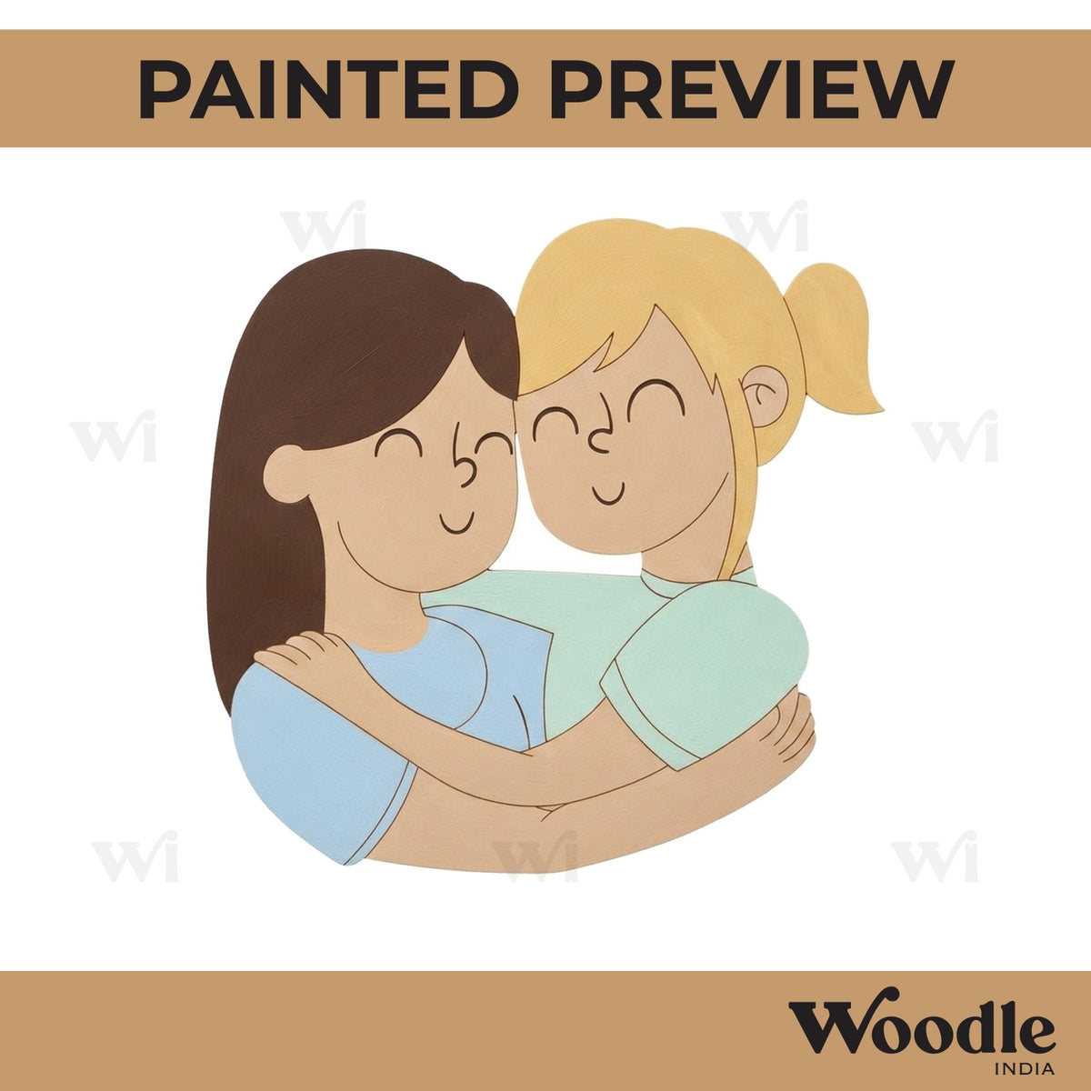 Girls Hugging Pre Marked MDF Design 2