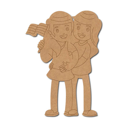 Girls LGBTQ+ With Pride Flag Pre Marked MDF Design 1