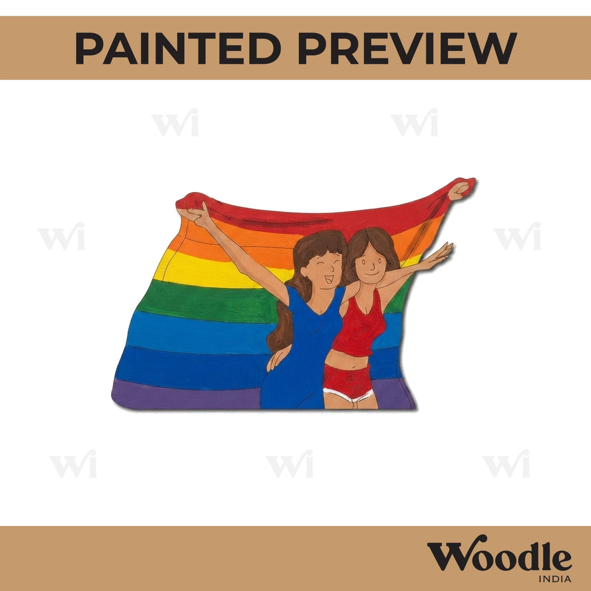 Girls With Pride Flag LGBTQ+ Pre Marked MDF Design 1