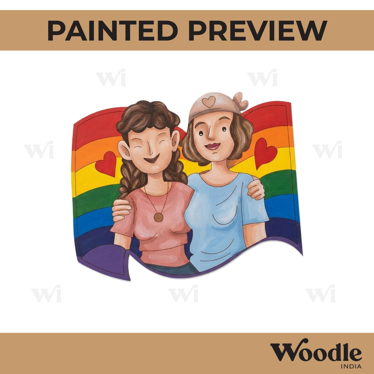 Girls With Pride Flag LGBTQ+ Pre Marked MDF Design 2