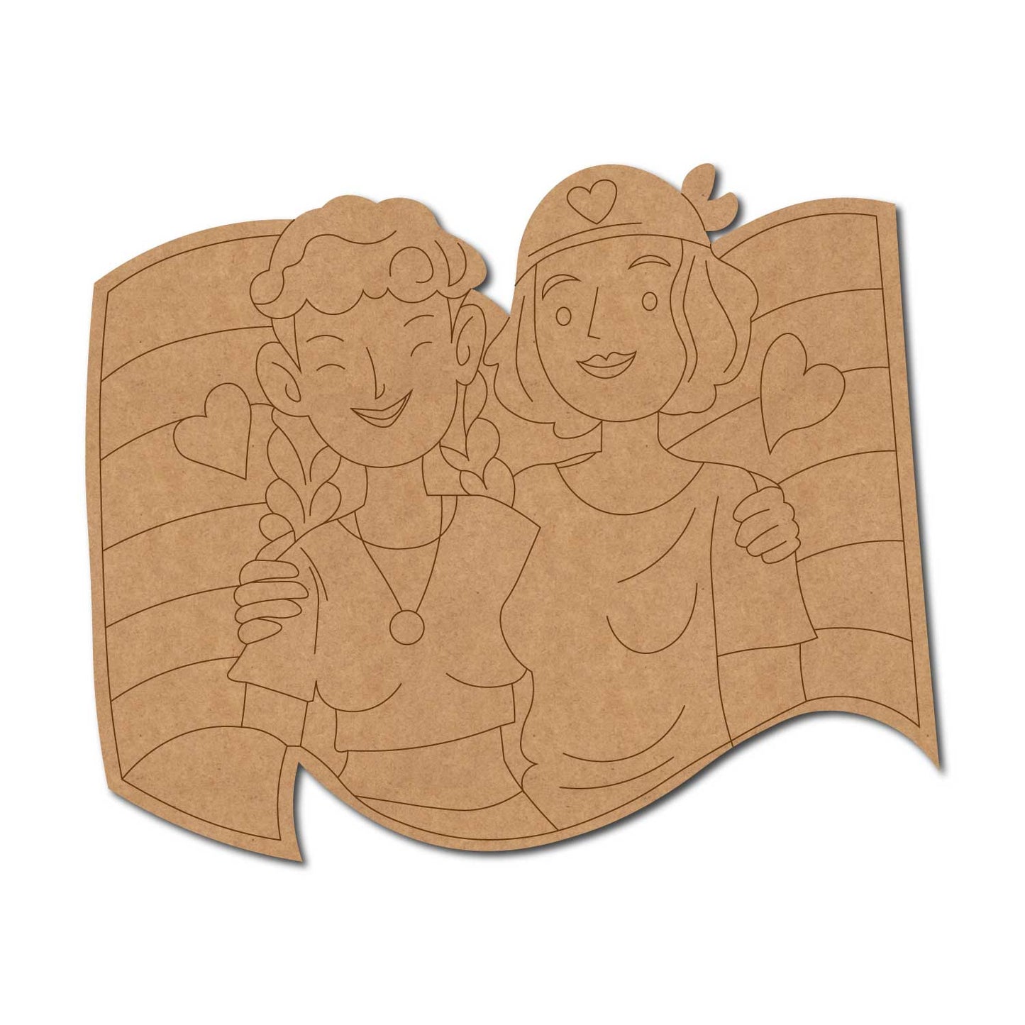 Girls With Pride Flag LGBTQ+ Pre Marked MDF Design 2