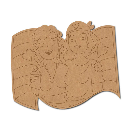 Girls With Pride Flag LGBTQ+ Pre Marked MDF Design 2