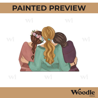Girls Hugging Pre Marked MDF Design 1