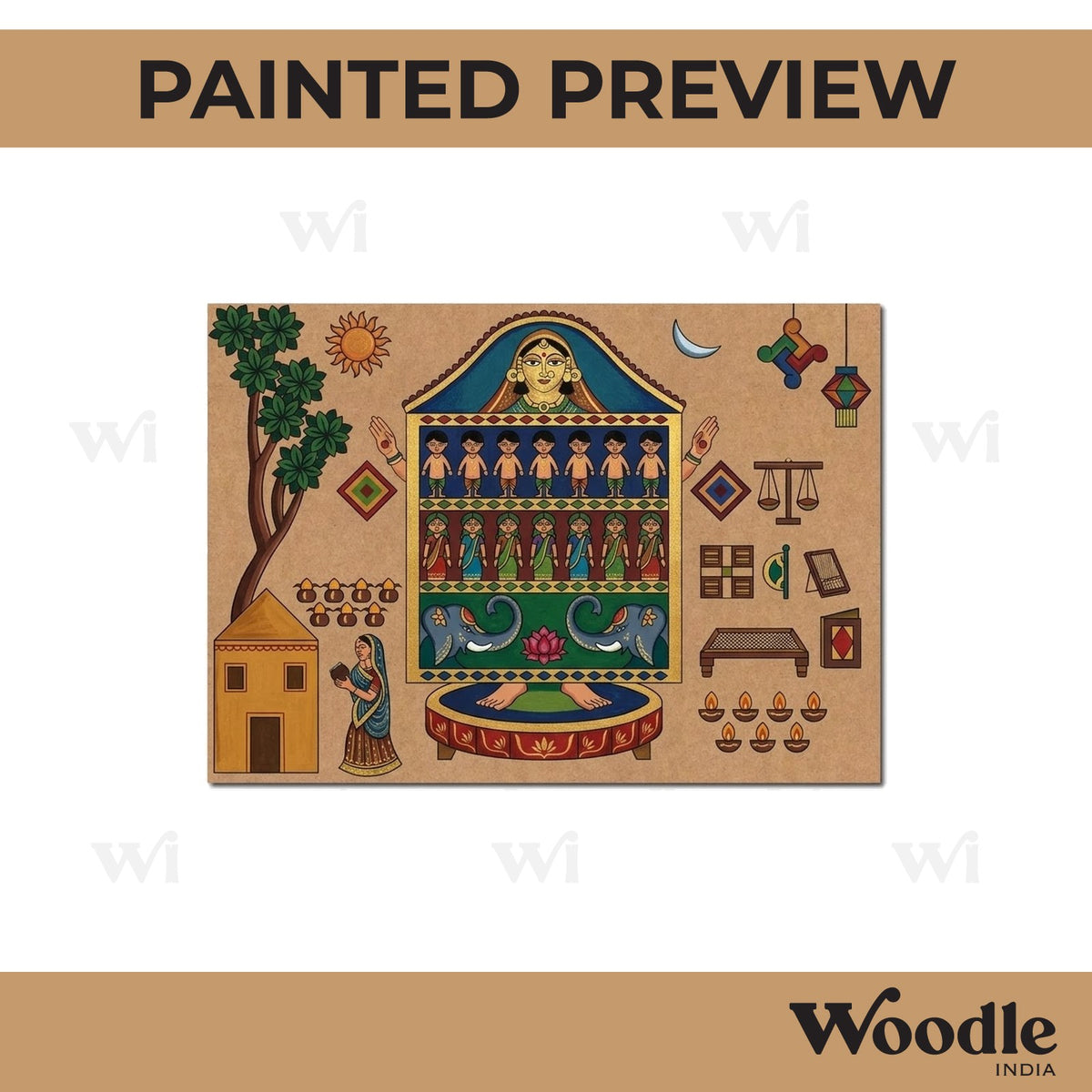 Goddess Ahoi Ashtami Pre Marked Base MDF Design 1