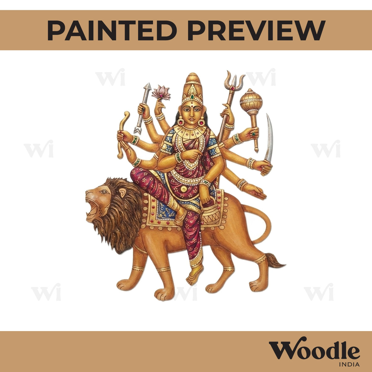 Goddess Chandraghanta Parvati Pre Marked MDF Design 1