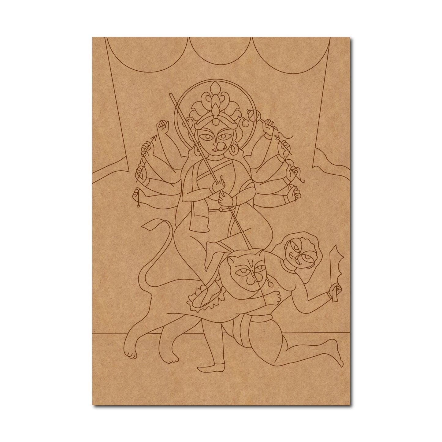 Goddess Durga Maa Mahishasura Mardini Pre Marked Base MDF Design 1
