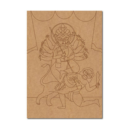 Goddess Durga Maa Mahishasura Mardini Pre Marked Base MDF Design 1