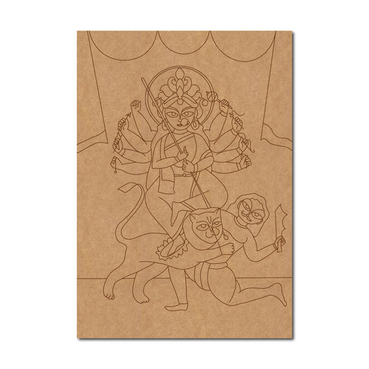 Goddess Durga Maa Mahishasura Mardini Pre Marked Base MDF Design 1