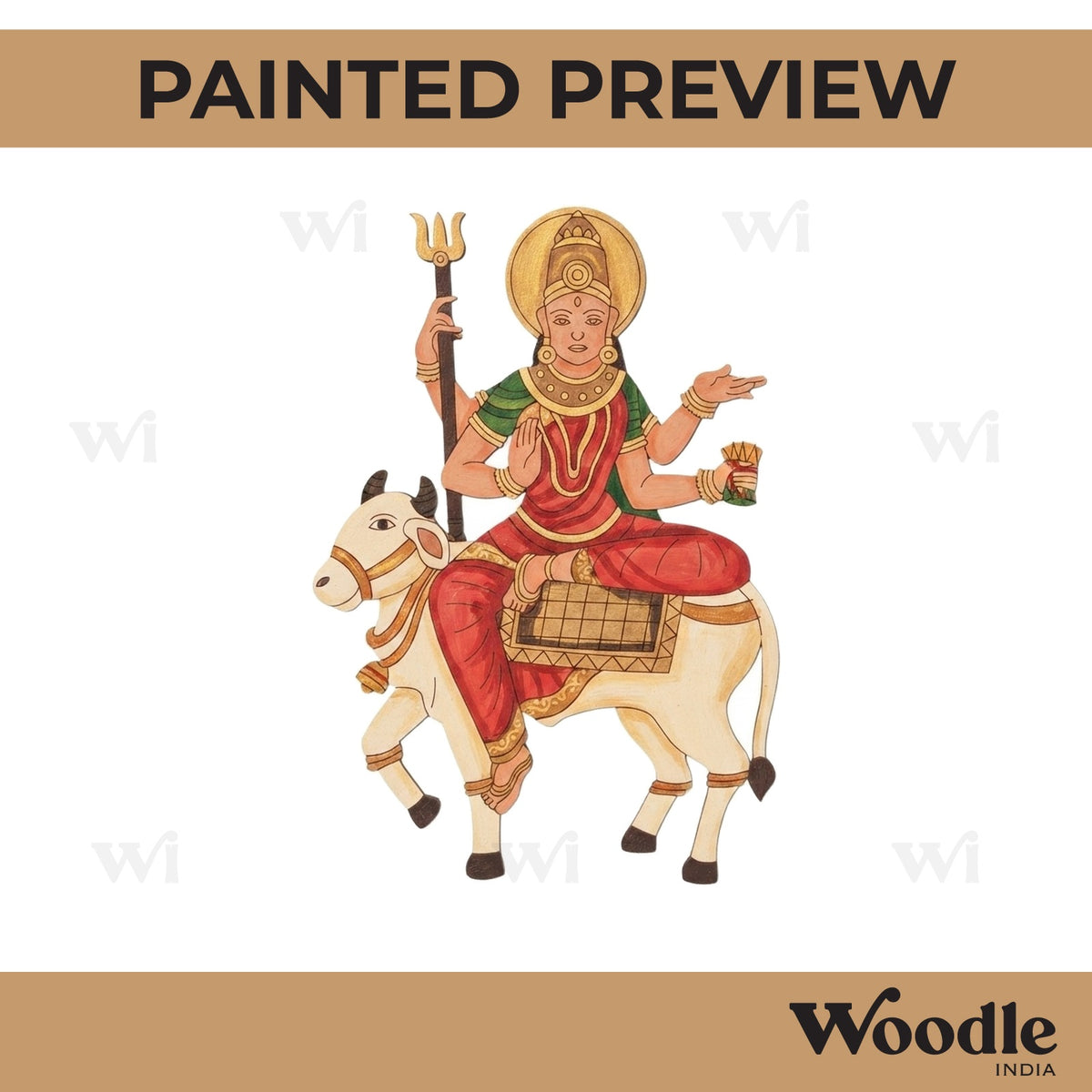 Goddess Mahagauri Pre Marked MDF Design 1