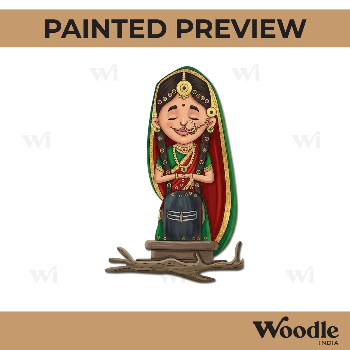 Goddess Radha Worshipping Lord Shiva Pre Marked MDF Design 1