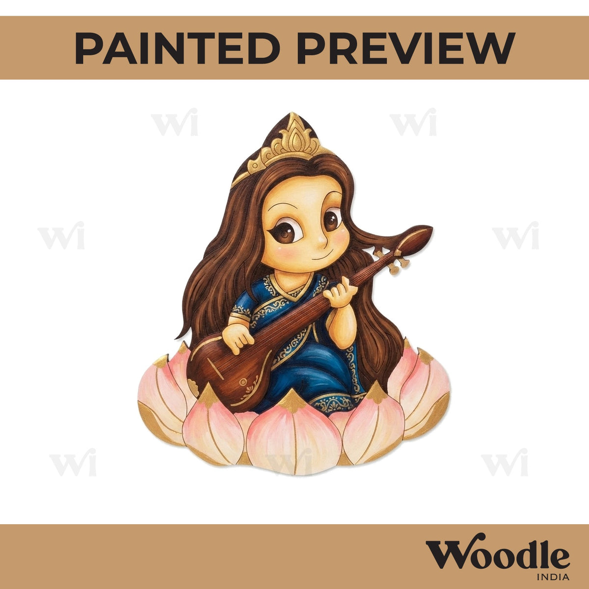 Goddess Saraswati Pre Marked MDF Design 1