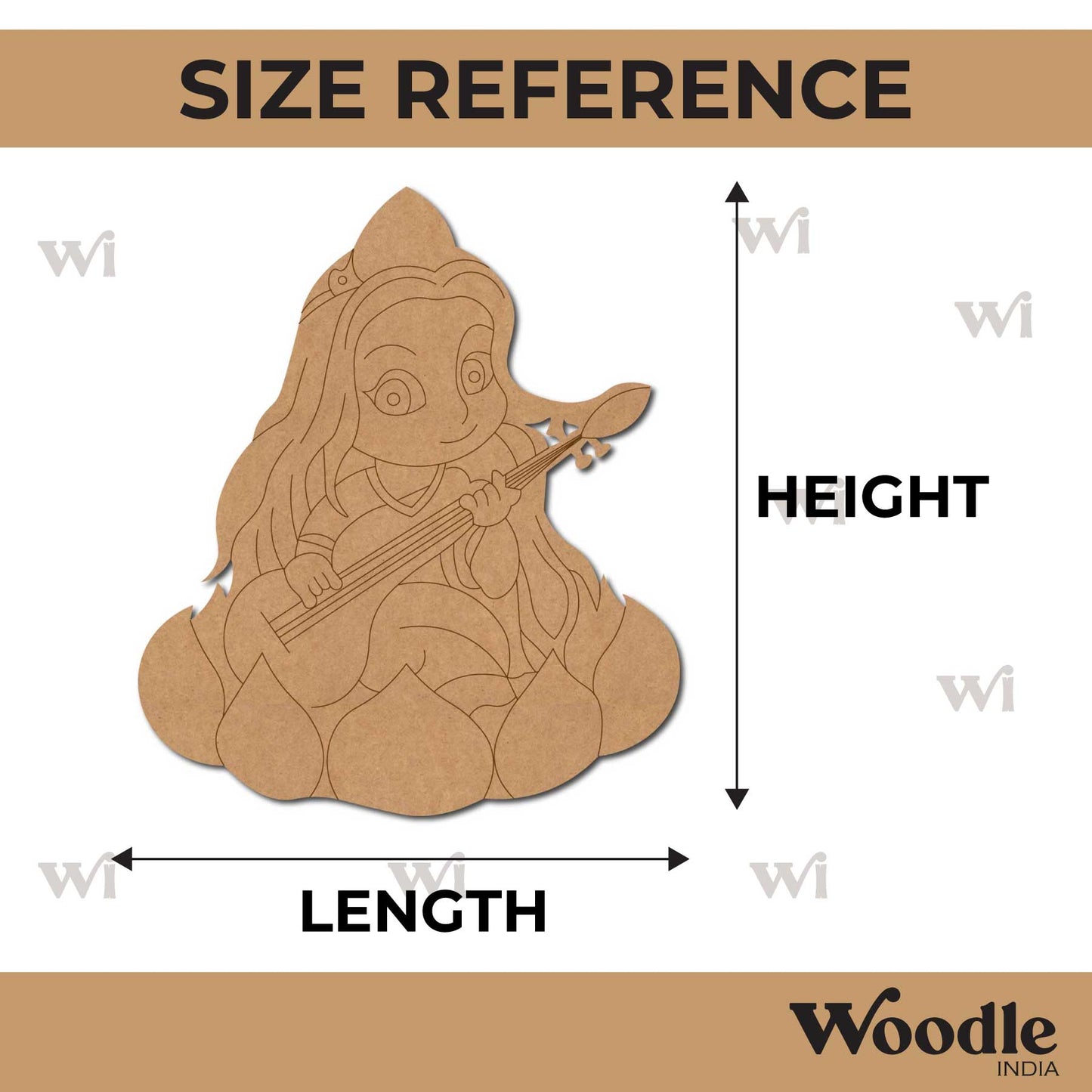 Goddess Saraswati Pre Marked MDF Design 1