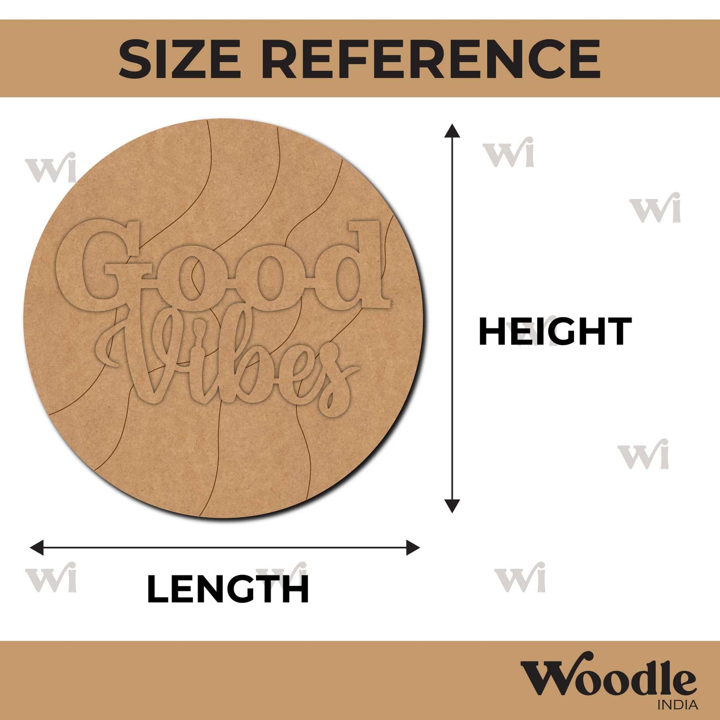 Good Vibes Pre Marked Round Base MDF Design 1