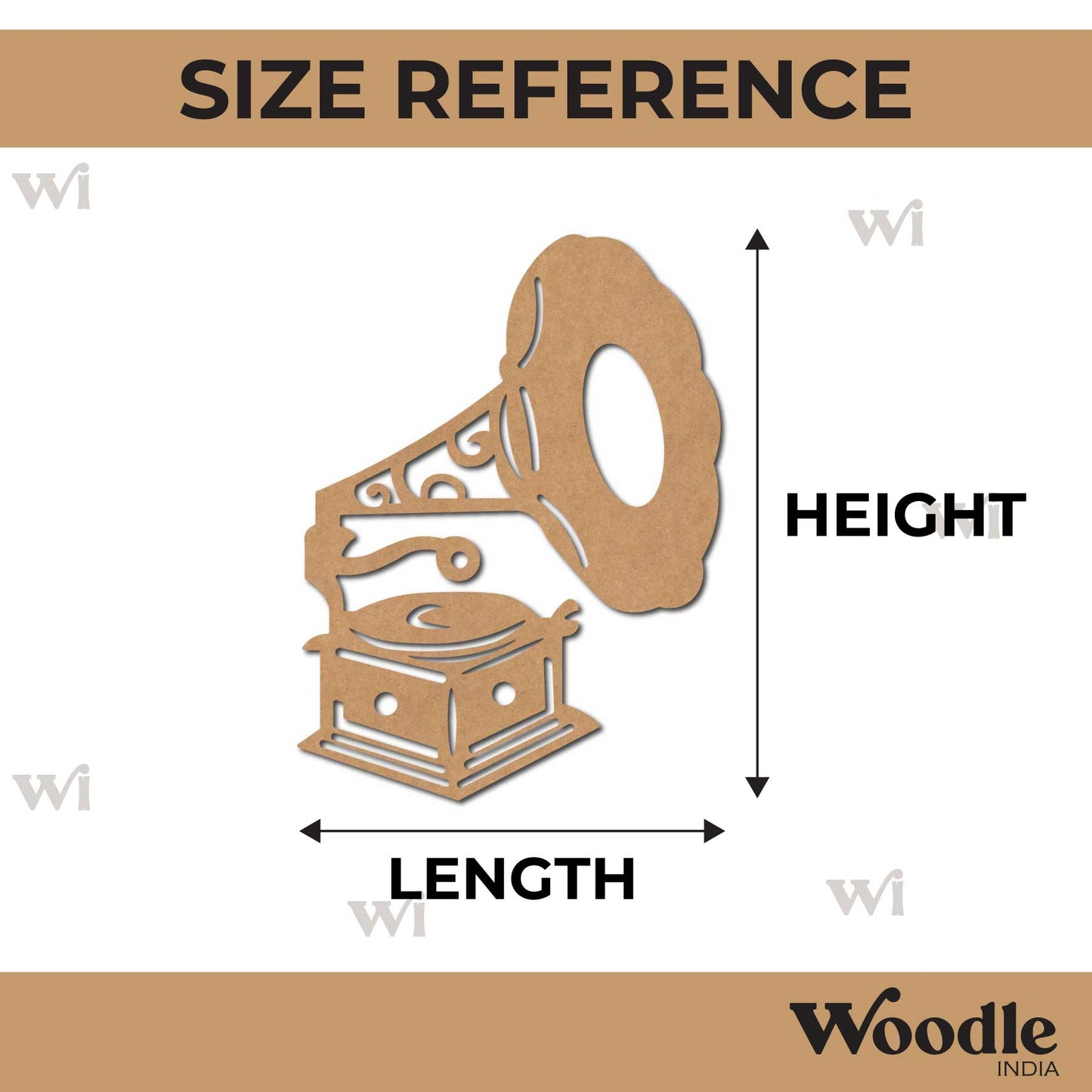 Gramophone Musical Instrument Cutout MDF Design 1