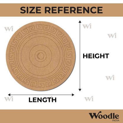 Greek Key Meander Pre Marked Round MDF Design 1